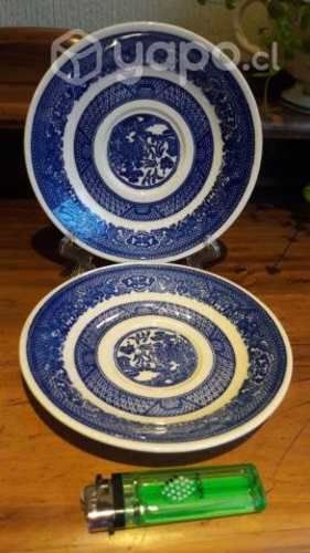 Par de platos estilo willow 14 cm porcelana