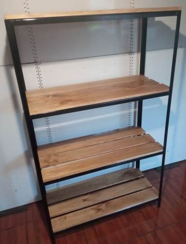 ESTANTERIA METAL - MADERA DE PINO 165x100x40 cm.