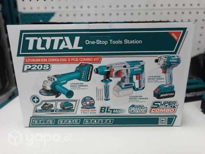 Kit atornillador+Rotomartillo+ Esmeril+ 2bat 4ah 2