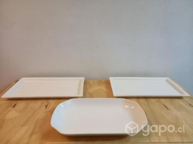 Set bandejas porcelana blanca dulces candy bar