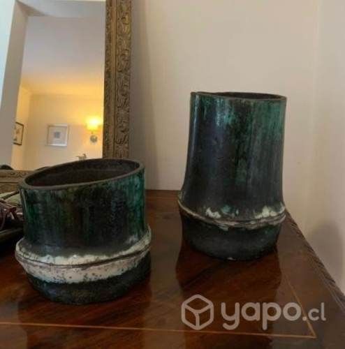 2 jarrones de cerámica decoración impecables