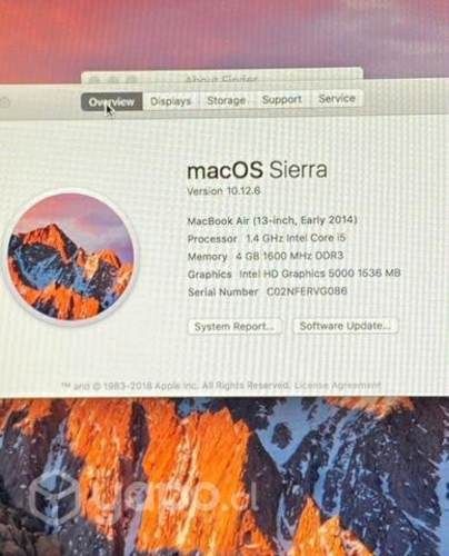 Macbook air 13 2014 + cargador original