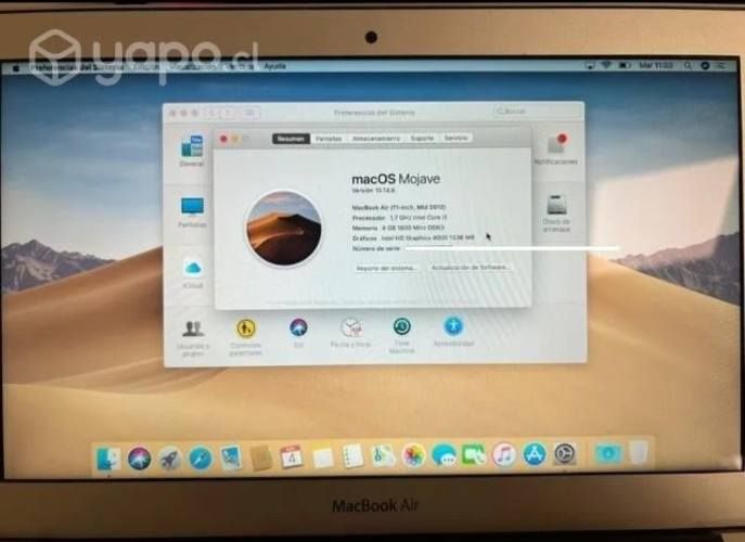 Macbook air 2012 con cargador original