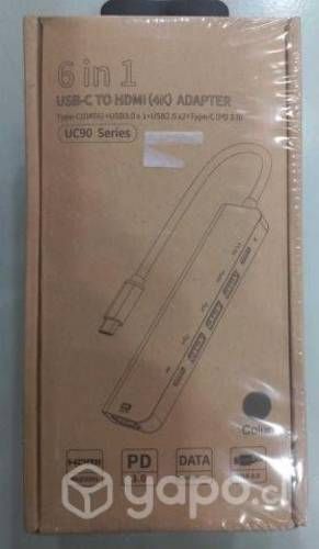 Adaptador 6 en 1 HDMI,C,USB 4K