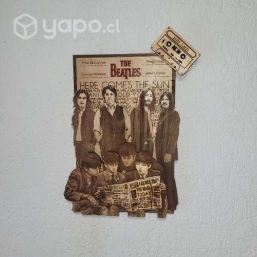 Cuadro de Los Beatles , grabado en madera