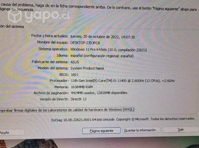 PC gamer, torre completa (sin periféricos