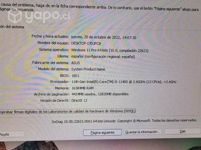 PC gamer, torre completa (sin periféricos