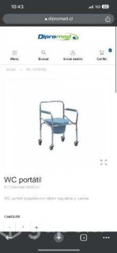 WC portatil plegable con altura regulable y ruedas