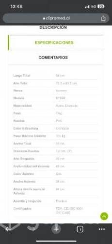 WC portatil plegable con altura regulable y ruedas