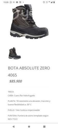 Bota absolute zero número 42