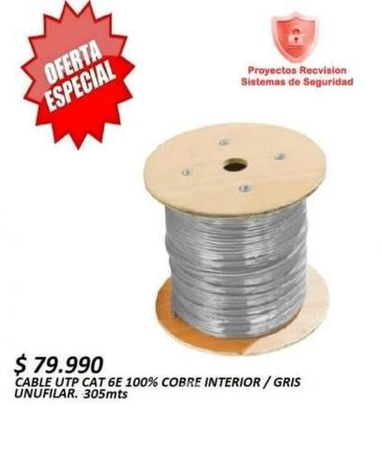 Cable utp cat 6 100% cobre interior unifilar gris