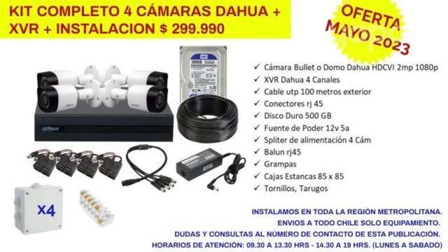 Kit 4 Cámaras+ Dvr, Dahua solo Mayo 2023
