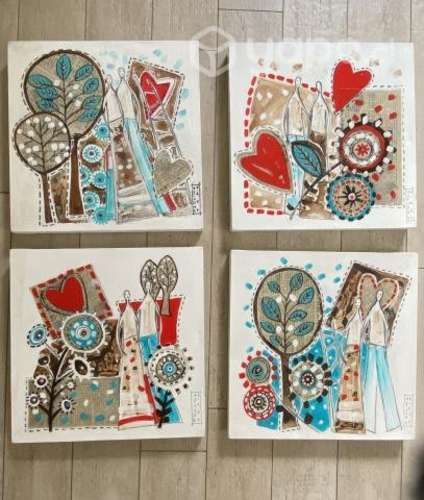 Set 4 cuadros 40x40cm