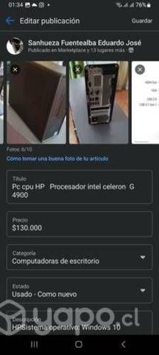 Cpu PC de escritorio hp