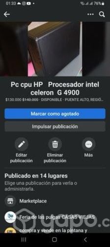 Cpu PC de escritorio hp