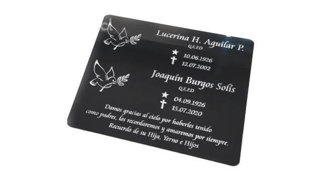 Lápida placa acrílica 25x20 cm
