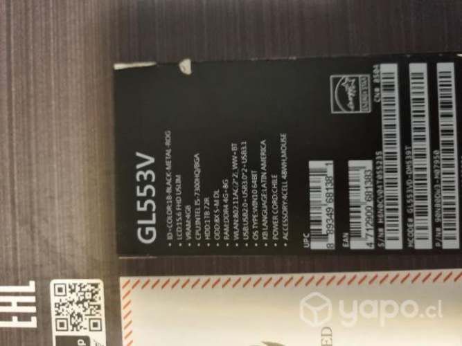 Asus GL553V 12 GB RAM, 1TB HDD