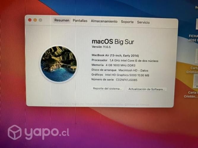 Macbook Air 13-inch Early 2014 4GB Core i5 250.000