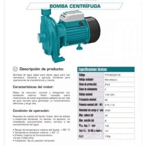 Bomba centrífuga 1hp total 750w