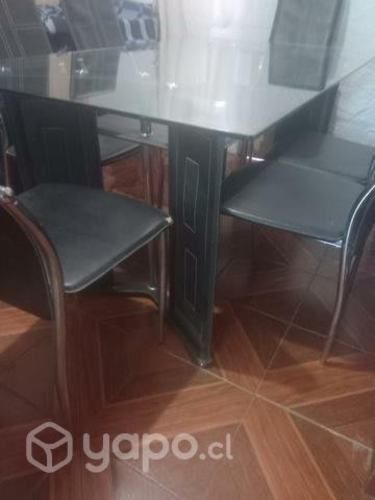 Comedor de mesa de vidrio grueso seis sillas en bu