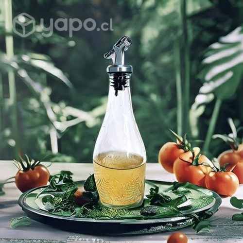 Hermosa botella alcuza de vidrio reciclado