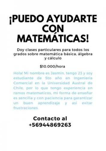 Clases de reforzamiento para Matemáticas