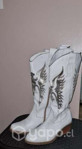 Bota blanca cuero blanca