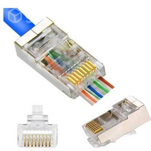 Conector rj45 cat5e ftp metalico, pass thru 100 un