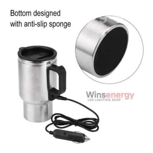 Taza eléctrica de acero inoxidable, plateada, Tipo