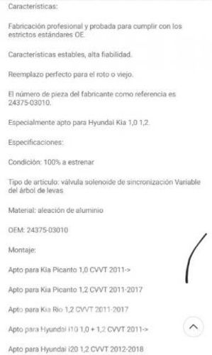 Válvula vvt de escape