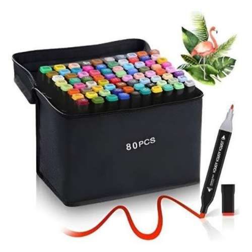 Plumones doble punta 80 piezas más bolso