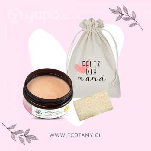 Exfoliante de rosa mosqueta + esponja de baño algo