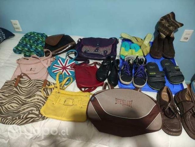 Lote de carteras y zapatos