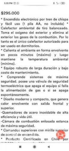 Calefactor a gas lícuado calorama ORBIS nueva