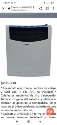 Calefactor a gas lícuado calorama ORBIS nueva