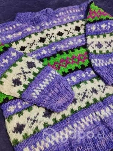 Chaleco de lana chilota tejido a mano