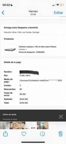 Colchón Rosen nuevo 2 plazas