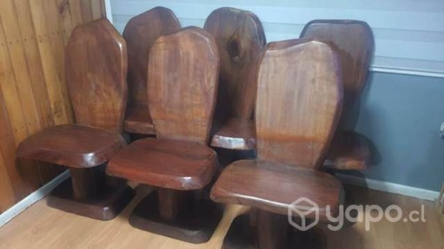 Juego 6 sillas madera alerce