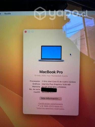 MacBook Pro Retina 2020 13 pulgadas 4 usb-c