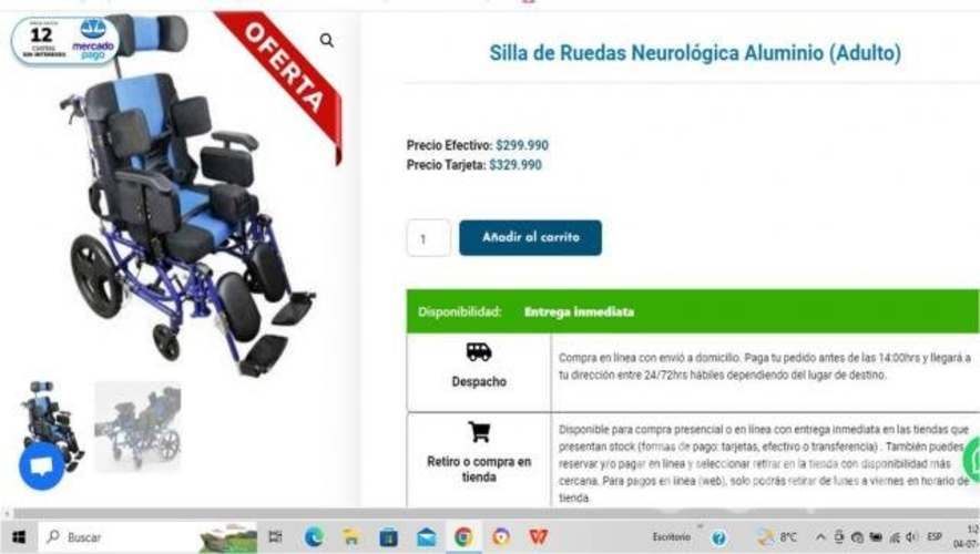 Silla de Ruedas Neurológica Aluminio (Adulto)