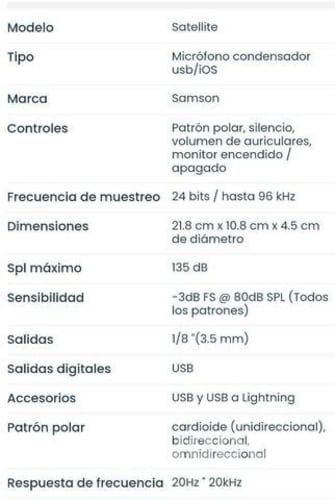 Microfono condensador estudio o gamer