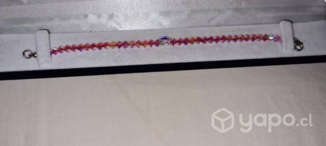 Pulsera de cristales Swarovsky rosa tornasol