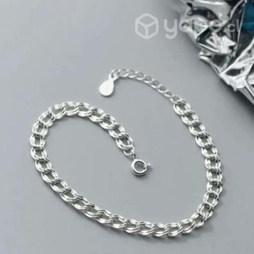 Pulsera plata de ley sterling 925 eslabón doble