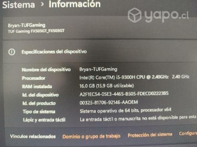 Asus Tuf Gaming i5 9th GTX 1650 16GB ram 1.5tb ssd