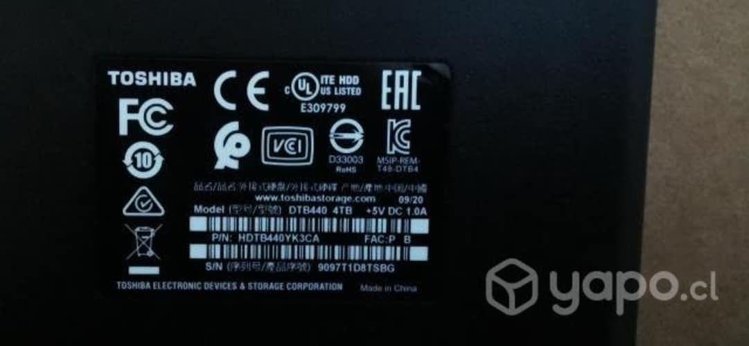 Disco duro externo Toshiba 4TB modelo DTB440