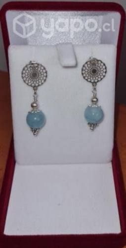 Pendientes Aguamarina Plata