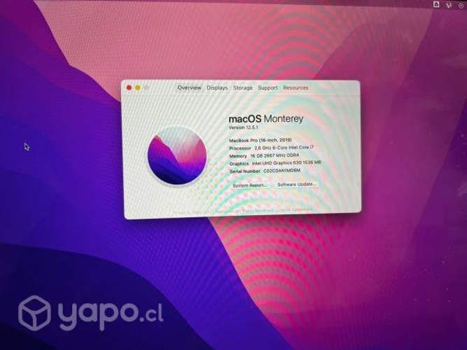 Macbook Pro 2019 16 pulgadas 16 GB