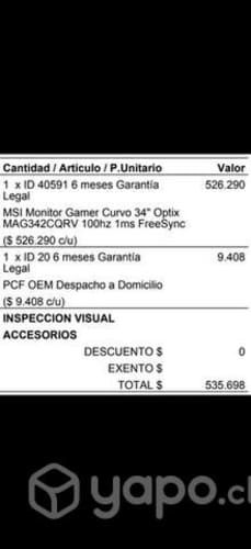 Monitor 34 MSI GAMER CURVO