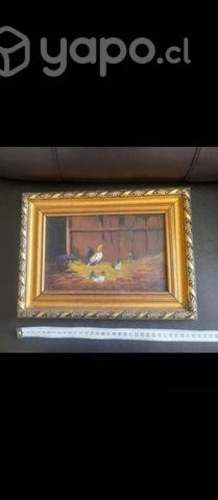 Oleo gallos sin firma