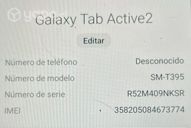 Tablet Galaxy tan actíve2
